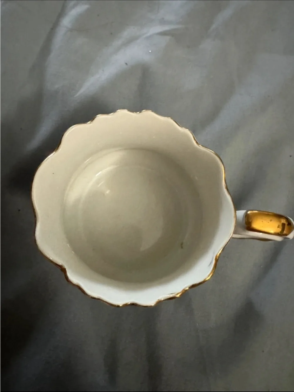 Blue & White Floral Porcelain Coffee Mug with Gold Accent